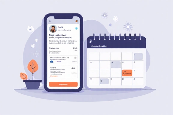 Illustration einer E-Mail-Bestätigung und eines Kalenders