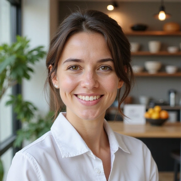 Professionelles, freundliches Porträt des Ernährungsspezialisten in einem hellen Umfeld